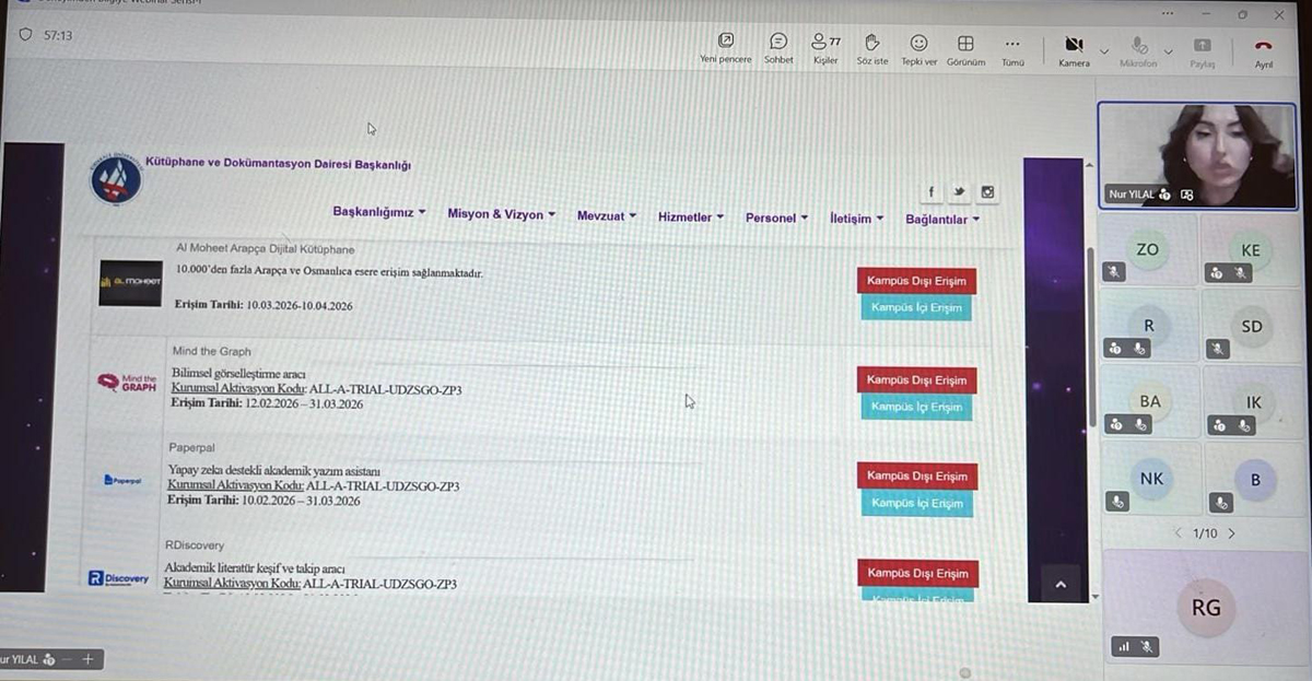 Kütüphane Topluluğu “Deneyimden Bilgiye Webinar Serisini “Veritabanlarının Etkin Kullanımı” ile Başlattı