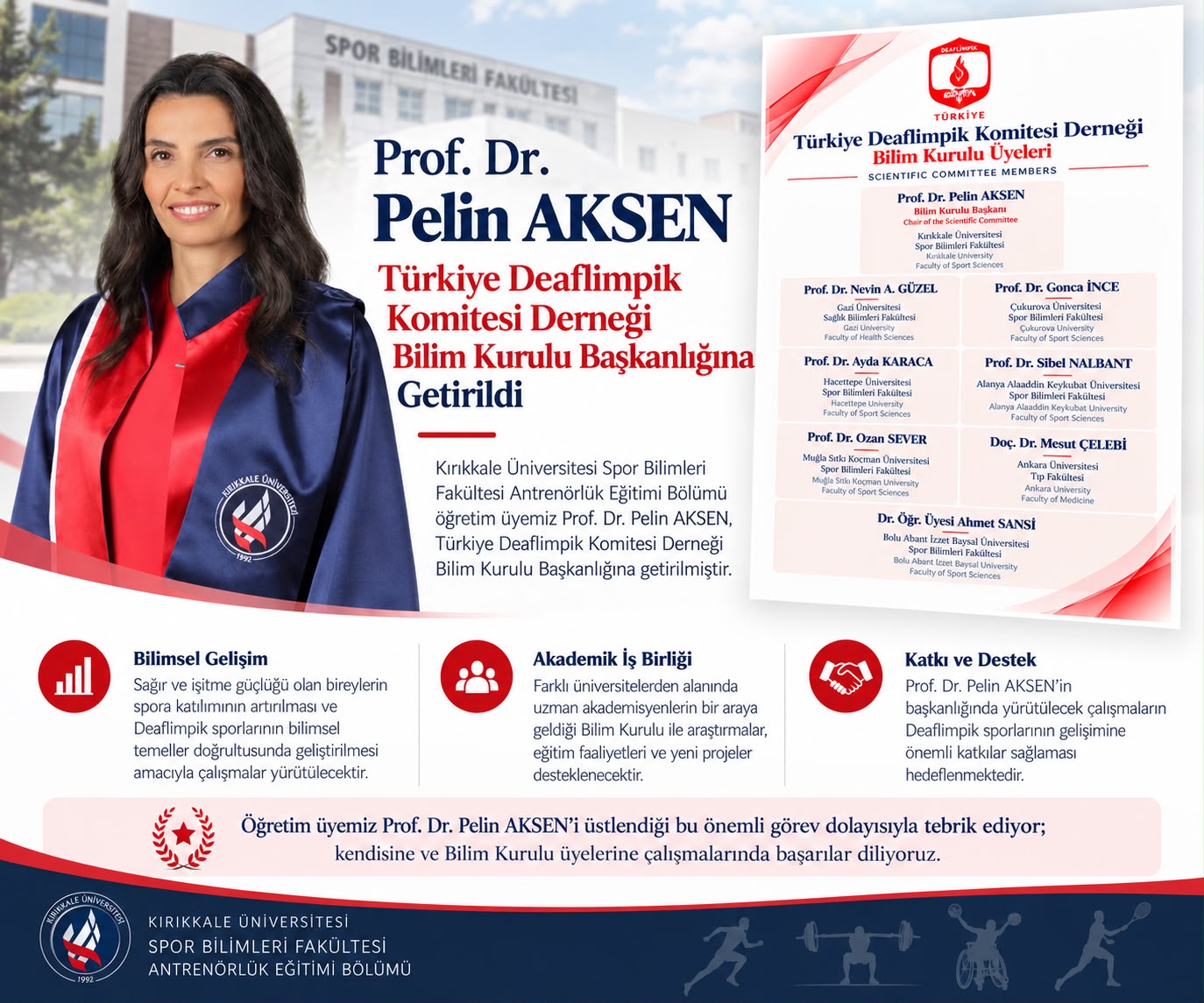 Prof. Dr. Pelin Aksen'e Türkiye Deaflimpik Komitesi Derneği Bilim Kurulu Başkanlığı Görevi