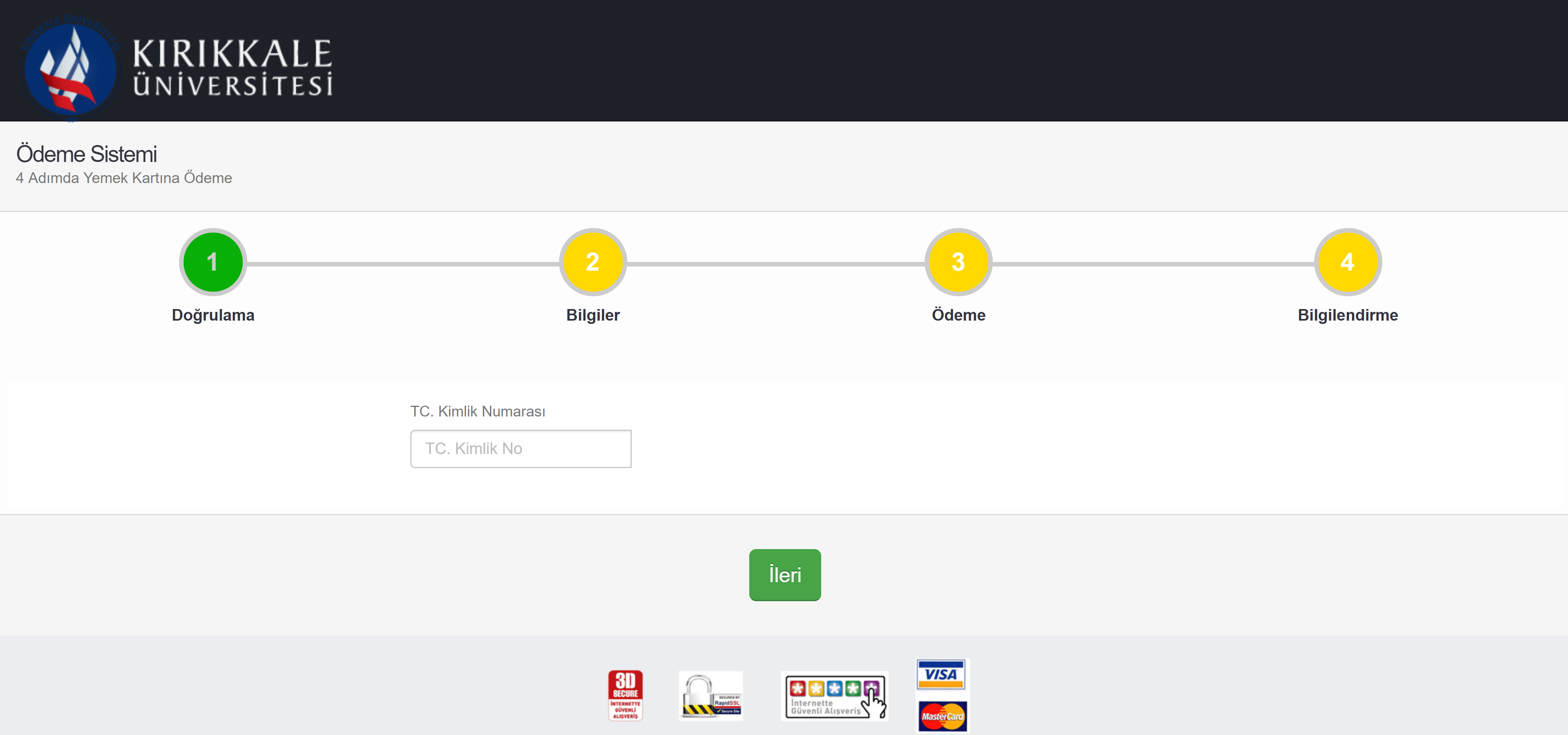 İnternet Üzerinden Yemekhane Kartına Bakiye Yükleme