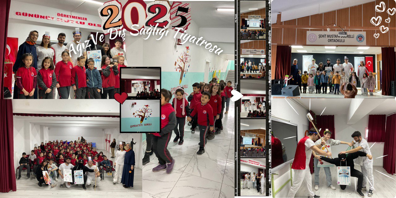 Şehit Mustafa Uğurelli Ortaokulu'nda Ağız ve Diş Sağlığı Tiyatrosu düzenlendi.