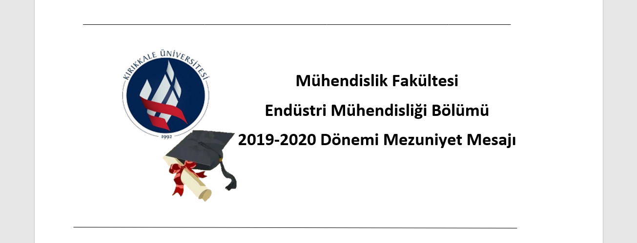 2019-2020 Dönemi- Bölümümüz Mezuniyet Mesajı