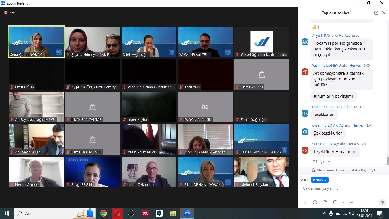 Yükseköğretim Kalite Kurulu (YÖKAK) tarafından “Yükseköğretim Kalite Komisyonları Eğitim Toplantısı” düzenlendi.