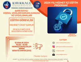 Üniversitemiz 2024 Yılı Hizmet İçi Eğitim Programı Kapsamında Yapılması Planlanan Eğitime Dair Detaylar