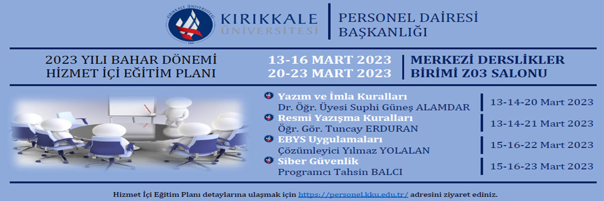 2023 Yılı Bahar Dönemi Hizmet İçi Eğitim Planı