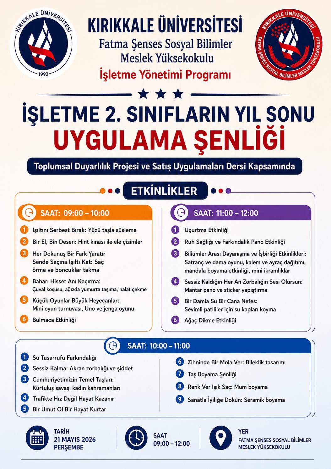 İşletme Yönetimi Programı 2. Sınıf Öğrencilerimizden "Yıl Sonu Uygulama Şenliği"