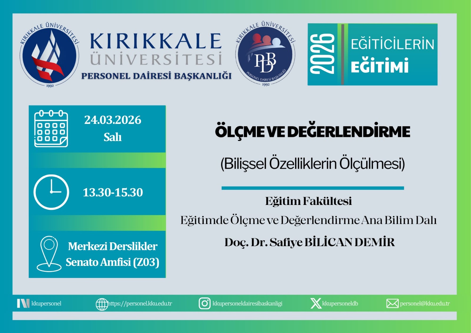 Ölçme ve Değerlendirme (Bilişsel Özelliklerin Ölçülmesi) Eğiticilerin Eğitimi