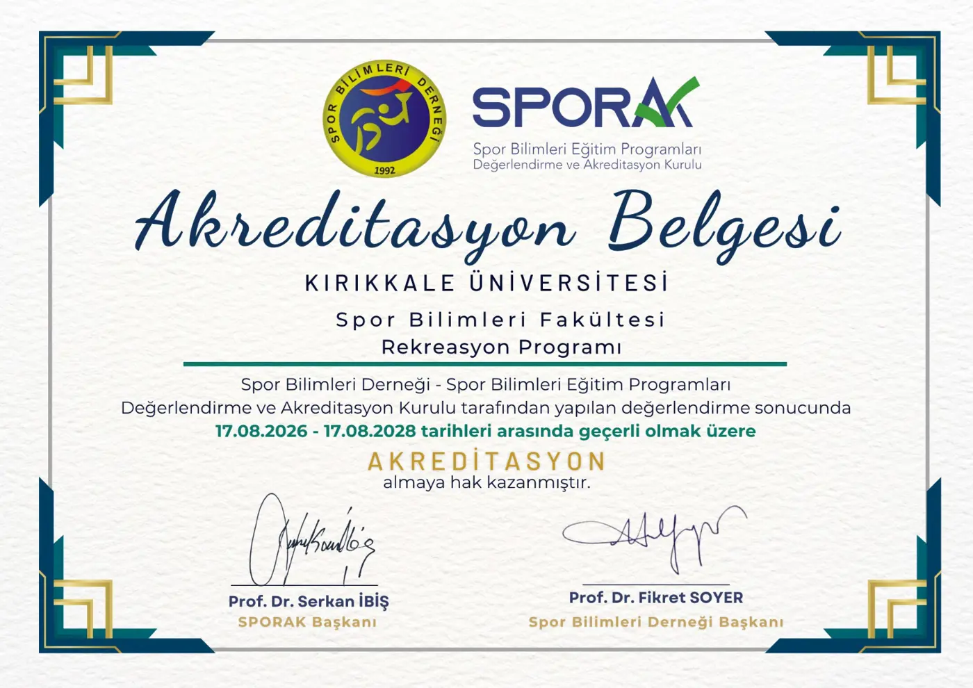 Fakültemiz Rekreasyon Lisans Programı Akredite oldu