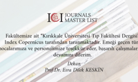 Kırıkkale Üniversitesi Tıp Fakültesi Dergisi  Index Copernicus tarafından taranmaktadır