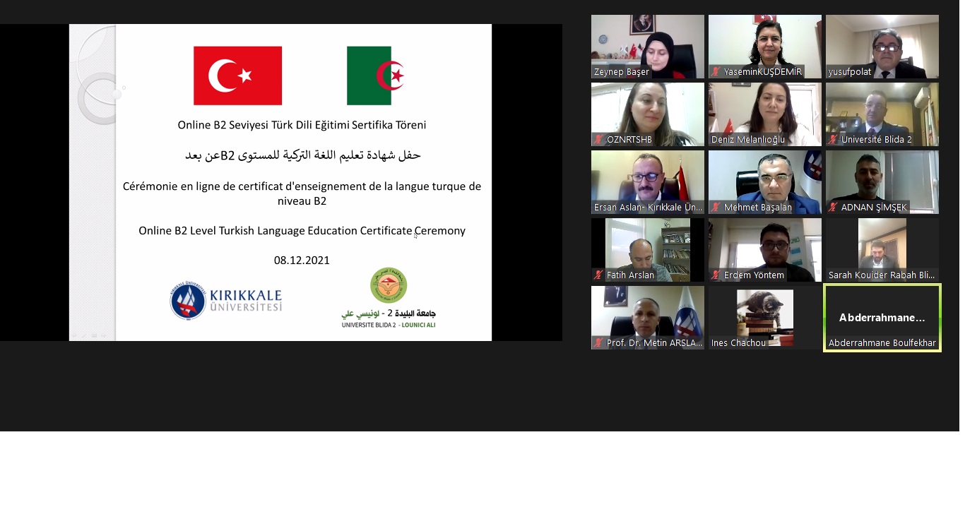 BLİDA 2 ÜNİVERSİTESİ ÖĞRENCİLERİ İÇİN SERTİFİKA TÖRENİ DÜZENLENDİ