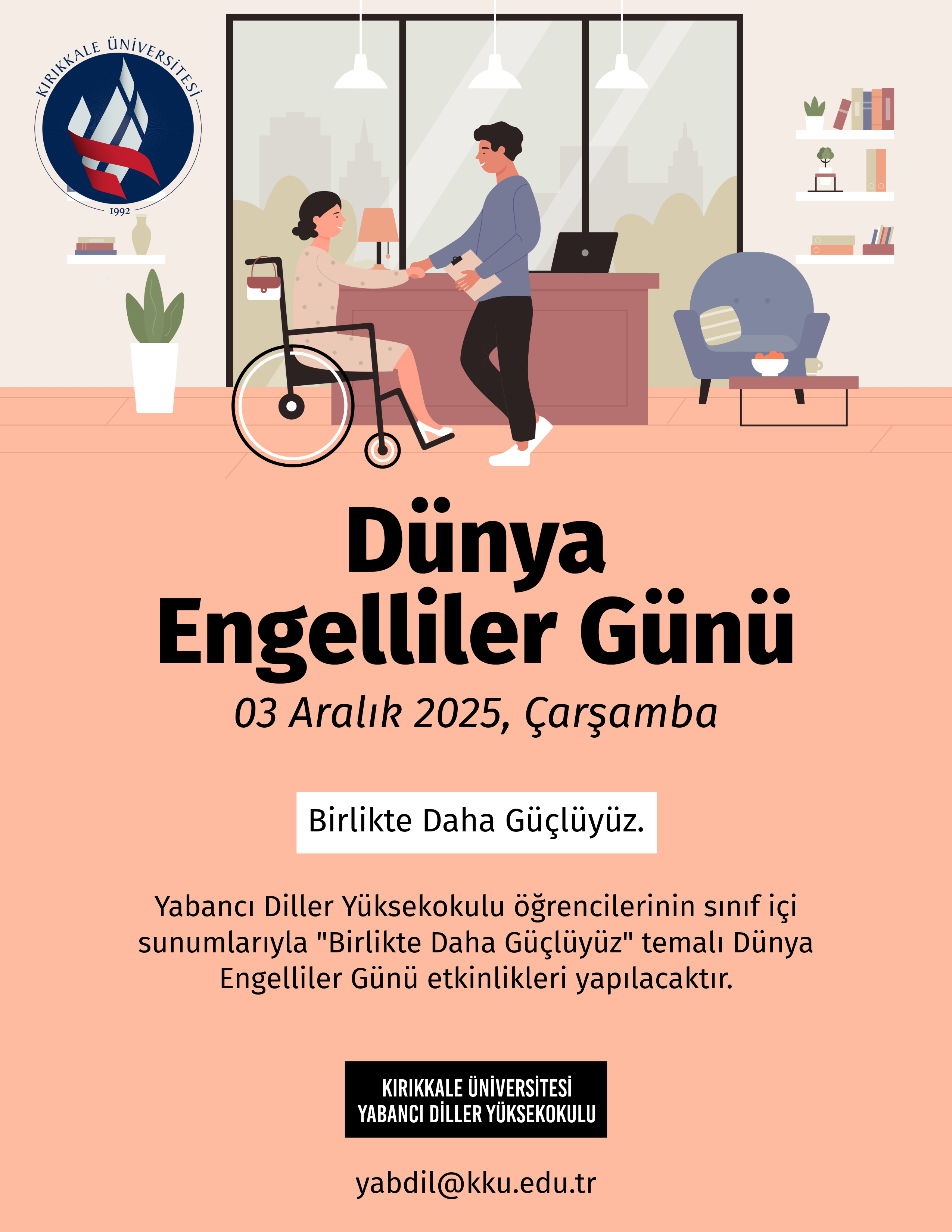 Yabancı Diller Yüksekokulu Öğrencilerinden 3 Aralık Dünya Engelliler Günü’ne Özel Anlamlı Farkındalık